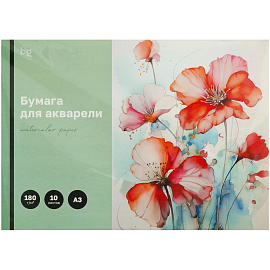 Папка для акварели, 10л., А3 BG "Маки", 180г/м2