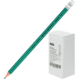 Карандаш чернографитный HB с ластиком заточенный шестигранный