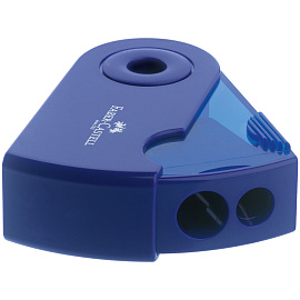 Точилка пластиковая Faber-Castell "Sleeve" 2 отверстия, контейнер, красная/синяя