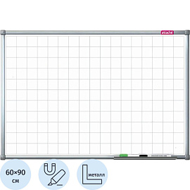 Доска магнитно-маркерная 60x90 см Attache Line лак (клетка)