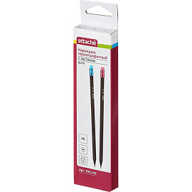 Карандаш чернографитный НВ с ластиком Attache Alfa заточенный шестигранный