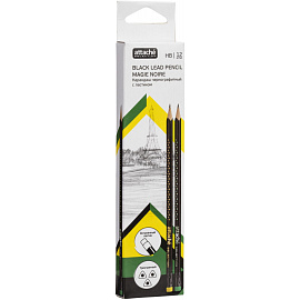 Карандаш чернографитный НВ с ластиком Attache Selection Magie Noire заточенный трехгранный