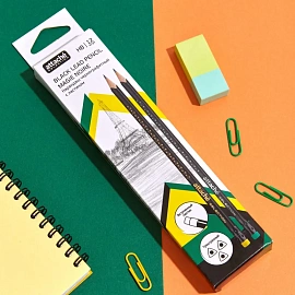 Карандаш чернографитный НВ с ластиком Attache Selection Magie Noire заточенный трехгранный