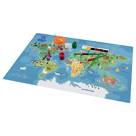 Клеенка для уроков труда Мульти-Пульти "Карта мира", 50*70см, ПВХ