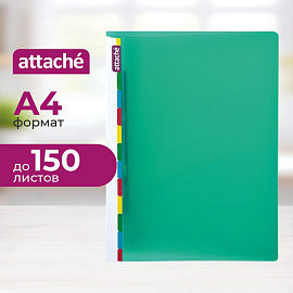 Скоросшиватель пластиковый с пружинным механизмом Attache Diagonal А4 до 150 листов зеленый (толщина обложки 0.6 мм)