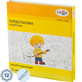 Пластилин классический Гамма Юный художник 12 цветов 168 грамм
