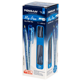 Ручка шариковая масляная PENSAN "My-Pen", СИНЯЯ, корпус тонированный синий, узел 1 мм, линия письма 0,5 мм, 2210