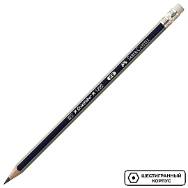 Карандаш чернографитный НВ с ластиком Faber-Castell Goldfaber 1222 заточенный шестигранный