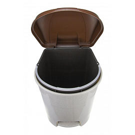 Ведро для мусора с педалью М-пластика 19 л пластик бежевое/коричневое (39x30.5х30.5 см)