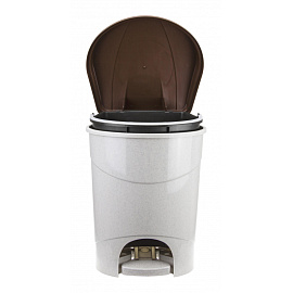 Ведро для мусора с педалью М-пластика 19 л пластик бежевое/коричневое (39x30.5х30.5 см)