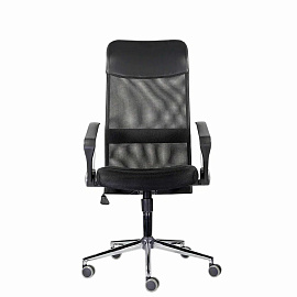 Кресло "Директ Лайт" МС-040, высокая спинка, с подлокотниками, хром, черное фото Кресло "Директ Лайт" МС-040, высокая спинка, с подлокотниками, хром, черное