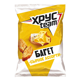Сухарики Хрусteam багет со вкусом сырного ассорти 60 г фото Сухарики Хрусteam багет со вкусом сырного ассорти 60 г