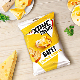 Сухарики Хрусteam багет со вкусом сырного ассорти 60 г фото Сухарики Хрусteam багет со вкусом сырного ассорти 60 г