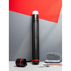 Тубус телескопический Комус Класс 64-108 см, диаметр 8 см, для формата А1, черный, с ремнем фото Тубус телескопический Комус Класс 64-108 см, диаметр 8 см, для формата А1, черный, с ремнем