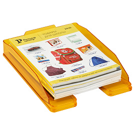 Лоток для бумаг горизонтальный СТАММ "Эксперт", тонированный, манго