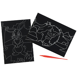 Гравюра Мульти-Пульти "Лесные зверюшки: Зайчик и ежик", А5 фото Гравюра Мульти-Пульти "Лесные зверюшки: Зайчик и ежик", А5