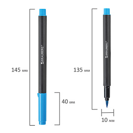 Фломастеры с наконечником-кистью 12 цветов, вентилируемый колпачок, BRAUBERG "PREMIUM", 152195