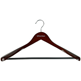 Вешалка-плечики OfficeClean, деревянная, анатомическая, антискользящаяя перекладина, 45см, цвет вишня