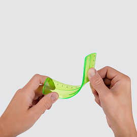 Линейка 15см СТАММ, пластиковая, гибкая, прозрачная, зеленая, европодвес