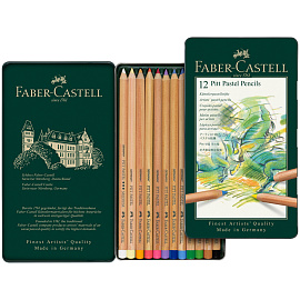 Карандаши цветные пастельные Faber-Castell Pitt 12 цветов в металлической коробке