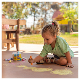 Мел цветной JOVI (Испания), набор 20 шт., для рисования на асфальте, круглый, пластиковое ведро, 1130