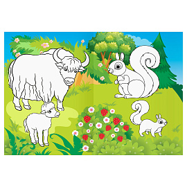 Раскраска с цв. фоном А4, 16 стр., ТРИ СОВЫ "Мамы и малыши