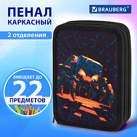 Пенал BRAUBERG, 2 отделения, полиэстер, 21х14 см, "Fire spider", 273537
