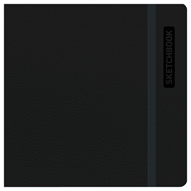 Скетчбук для акварели 40л., 145*145 BG "Bright. Black", кожзам, на резинке, 200г/м2