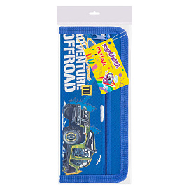 Пенал ЮНЛАНДИЯ ЮНИОР, 2 отделения, полиэстер, "Offroad", 21х8х6 см, 273813