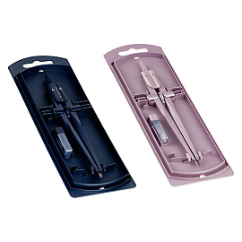 Циркуль Faber-Castell + грифели, пластиковый футляр, цвет темно-синий., роз. золото