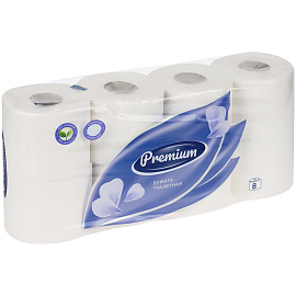 Бумага туалетная OfficeClean "Premium", 3-слойная, 8шт., 28,5м/рул., тиснение, белая