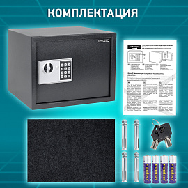 Сейф мебельный DASWERK SC-300EL (300х380х300 мм), электронный замок, графит, 291346