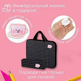 Пенал BRAUBERG, 1 отделение, полиэстер, "Cute bear", черный, 19х4х6 см, 272303
