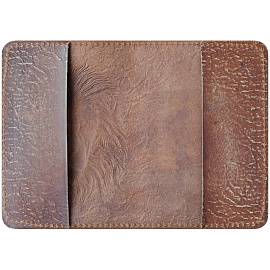 Обложка для паспорта OfficeSpace "Премиум", кожа, Лев, светло-коричневый