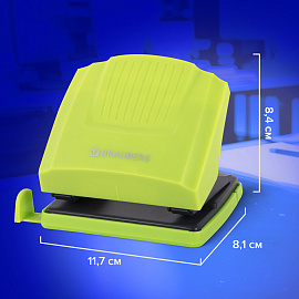 Дырокол BRAUBERG "SUPER", до 30 листов, зелено-черный, 272746