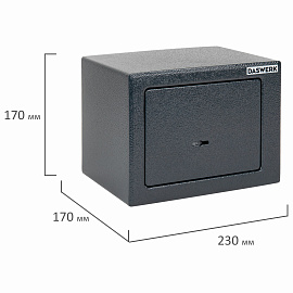 Сейф мебельный DASWERK (ДАСВЕРК) SC-170KL (170х230х170 мм), ключевой замок, графит, 291337