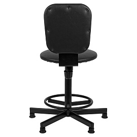 Стул кресло кассира, ресепшен РС37, на винте, без подлокотников, кожзам, черное