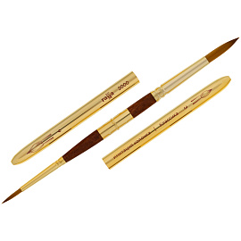 Кисть художественная синтетика имитация колонка "Классика", двухсторонняя, круглая №3, круглая №6, складная ручка