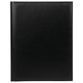 Папка адресная из натуральной кожи без надписи, формат А4, 32х25х1 см, черная, индивидуальная упаковка, 7-40, 7-40.