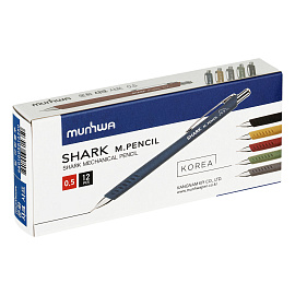 Карандаш механический Munhwa "Shark" 0,5мм, с ластиком, морская волна