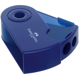 Точилка пластиковая Faber-Castell "Sleeve" 2 отверстия, контейнер, красная/синяя