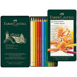 Карандаши цветные Faber-Castell Polychromos 12 цветов в металлической упаковке фото Карандаши цветные Faber-Castell Polychromos 12 цветов в металлической упаковке