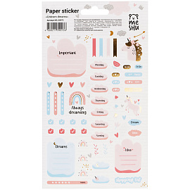 Наклейки бумажные для ежедневников MESHU "Unicorn dreams", 12*21см, фольга, 56 наклеек, европодвес