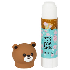 Клей-карандаш MESHU с топпером "Animals", 8г, 2шт в блистере, ПВП, ассорти