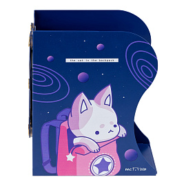 Подставка для книг MESHU "Space Cat", 3 отделения, раздвижная