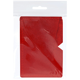 Обложка-карман для карт и пропусков OfficeSpace, 3 отделения, 10*7см, натуральная кожа, красный