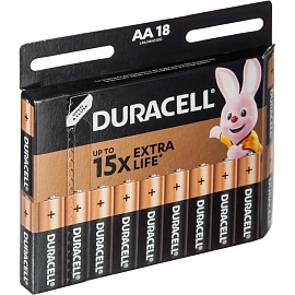 Батарейка АА пальчиковая Duracell (18 штук в упаковке) фото Батарейка АА пальчиковая Duracell (18 штук в упаковке)