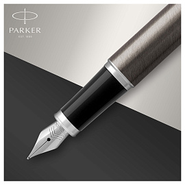 Ручка перьевая PARKER "IM Core Dark Espresso CT", корпус кофейный лак, хромированные детали, синяя, 1931650