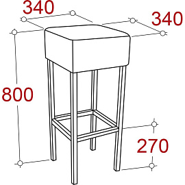 Барный стул Куб (каркас черный, кожзам черный)