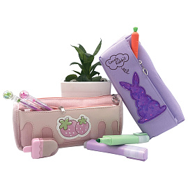 Пенал мягкий ЮНЛАНДИЯ, 2 отделения, полиэстер, "Bunny", фиолетовый, 20х7х9 см, 228989